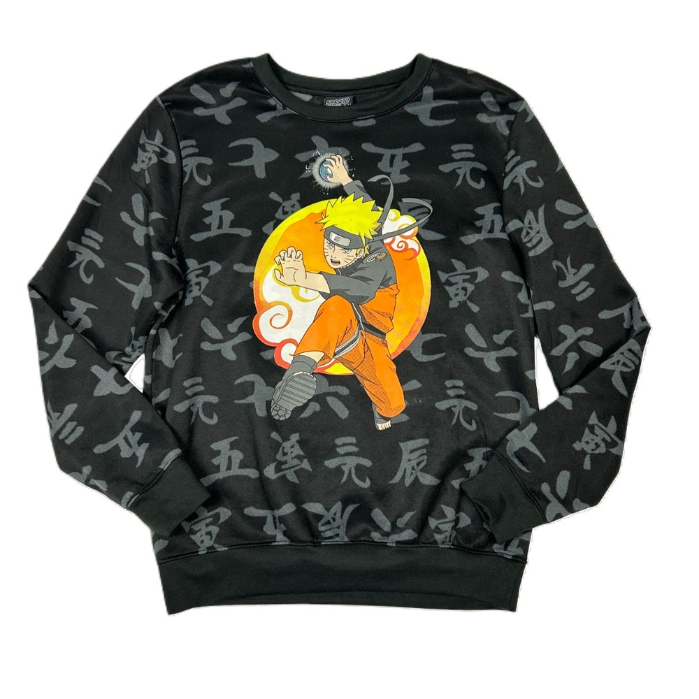 2007 Naruto Shippuden Sweatshirt M Uzumaki‎ Anime All Over Print Rasengan Fleece